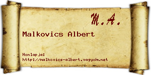 Malkovics Albert névjegykártya