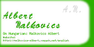 albert malkovics business card